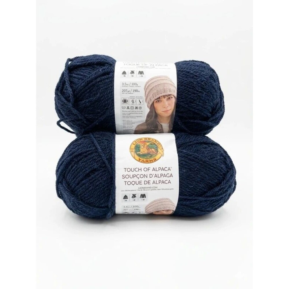Lion Brand Touch of Alpaca Yarn, Lot of 2, Navy